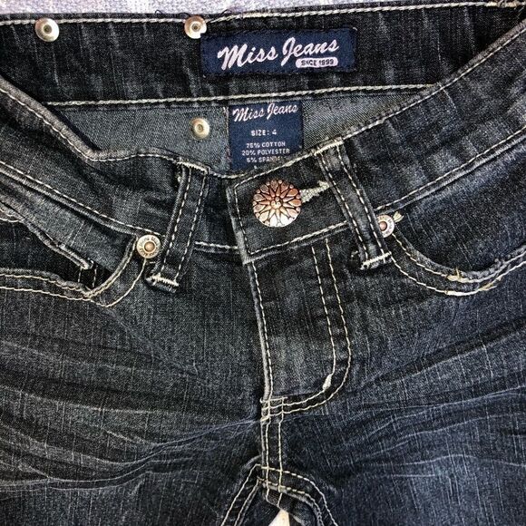 EUC Girls Size 4 Miss Jeans Dark Blue Denim Jeans - Picture 2 of 5